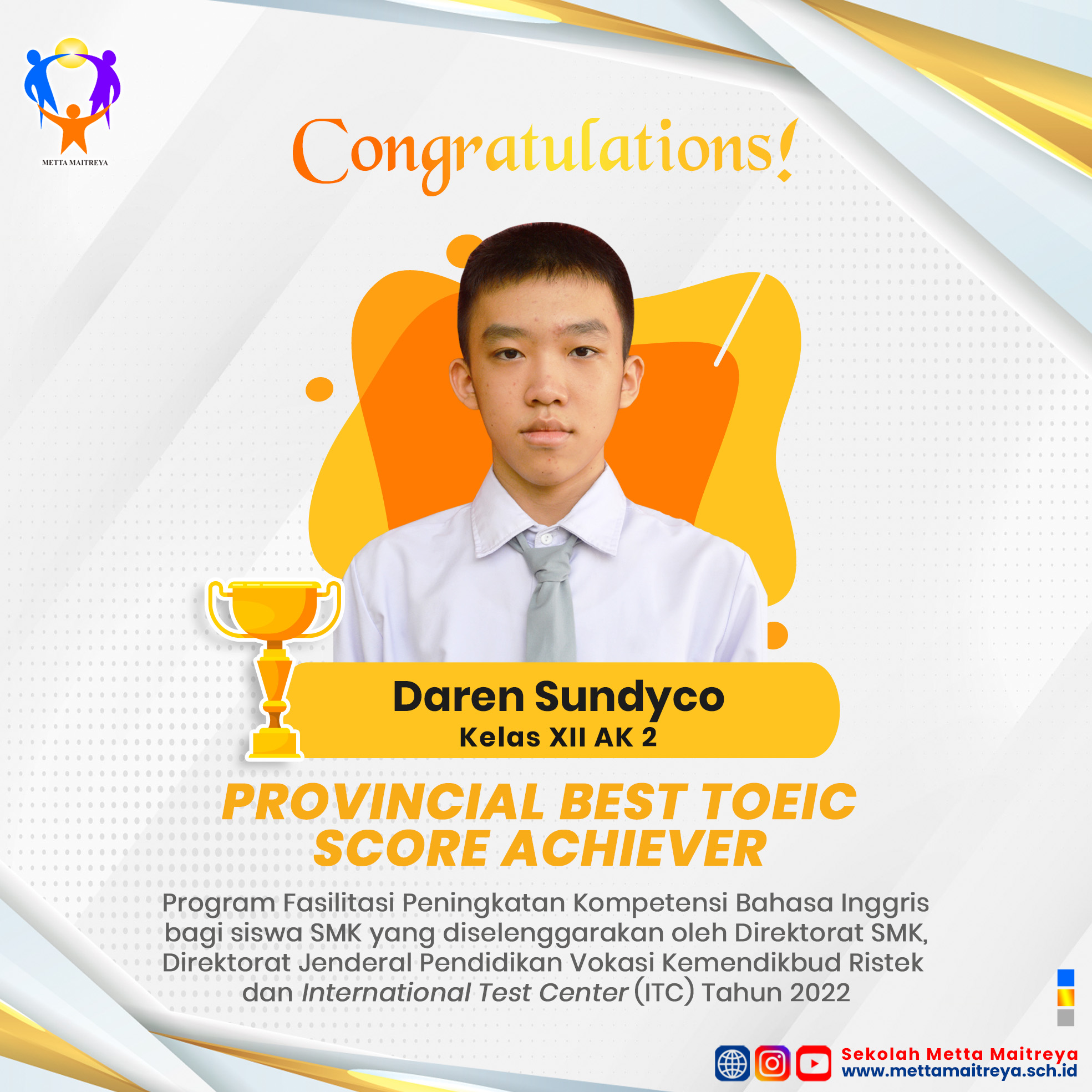 Prestasi Peserta Didik dalam Program Fasilitasi Kompetensi Bahasa Inggris | SMK METTA MAITREYA